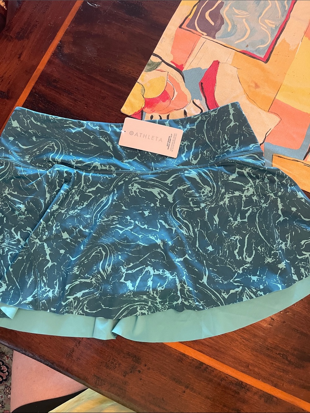 Athleta Teal Marble-Print Skort